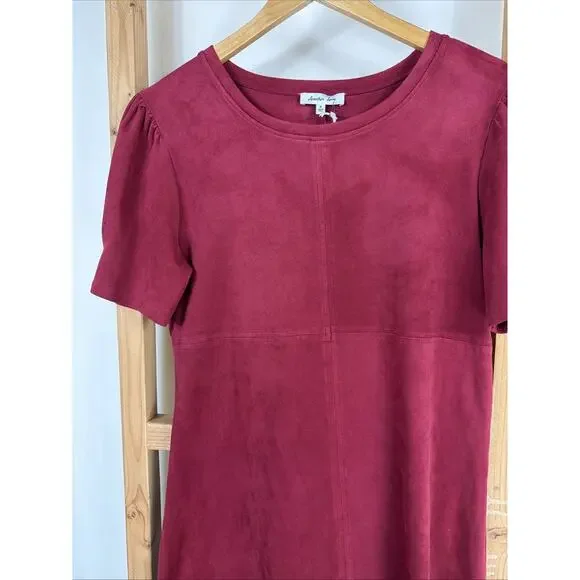 NWT Another Love Dear John Maroon Faux Suede Dress Size Small Scoop Neck Empire - Picture 2 of 4